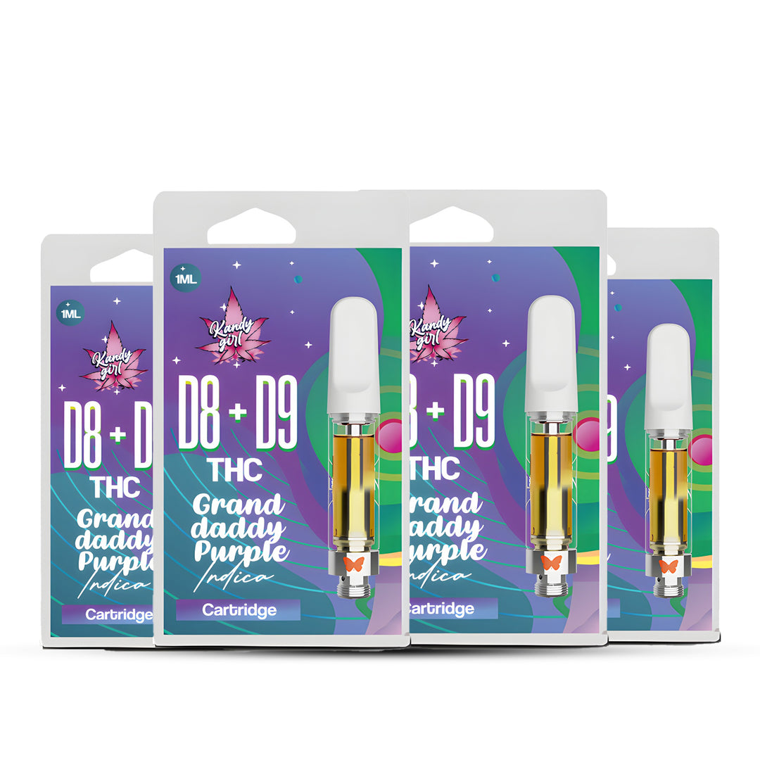 1ml vape carts d8 + d9 Grand Daddy Purple 4 pack INDICA