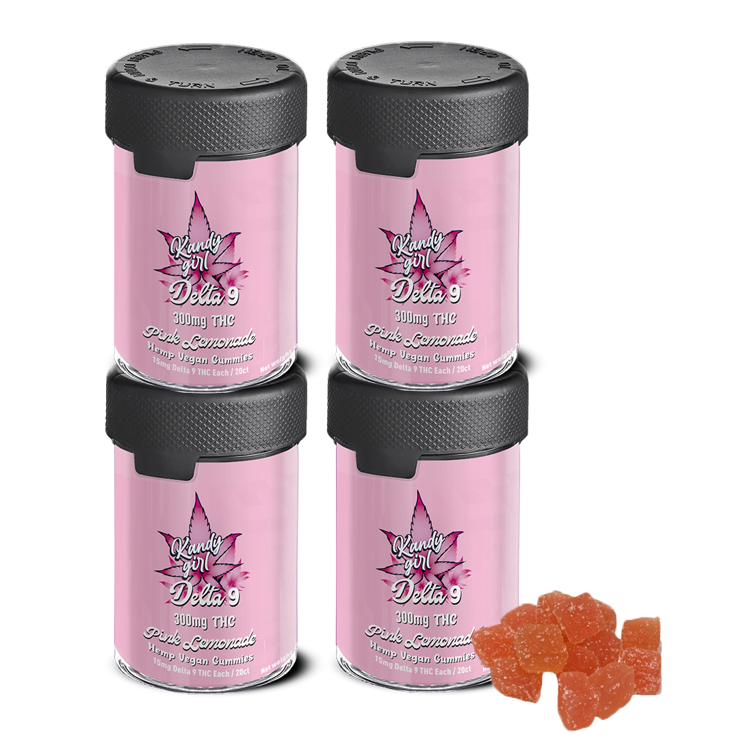 Delta 9 THC Gummies Pink Lemonade - Four Bottle Bundle