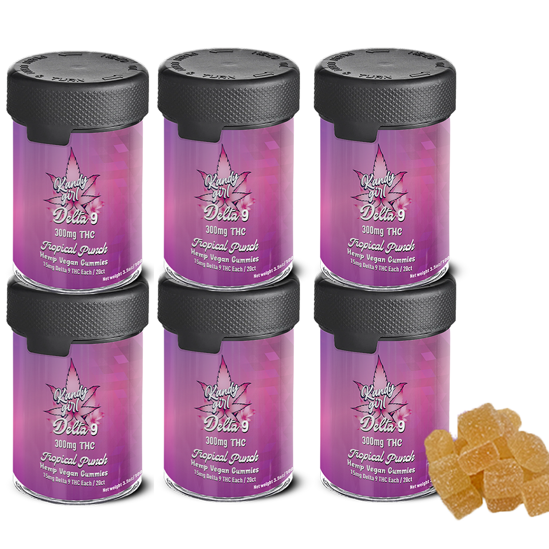 Delta 9 THC Gummies Tropical Punch - Six Bottle Bundle 1800MG