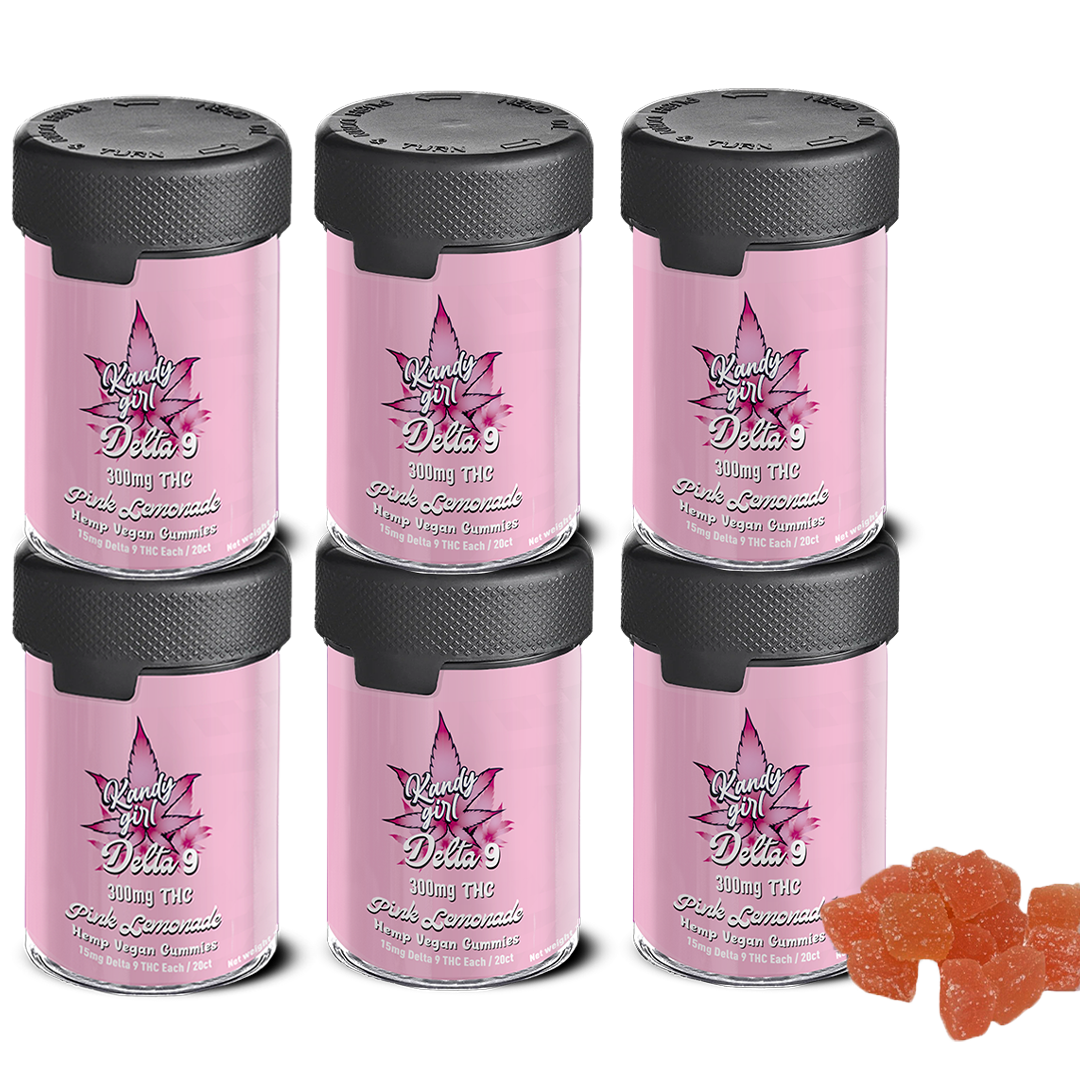 Delta 9 THC Gummies Pink Lemonade - Six Bottle Bundle