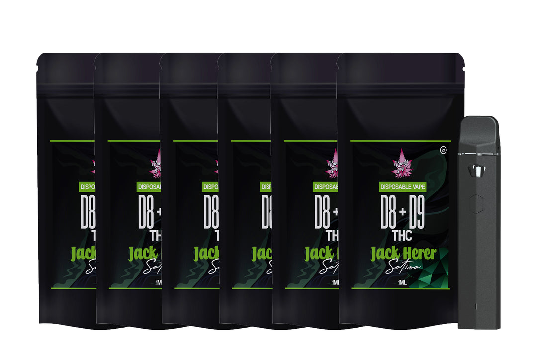 1ML DISPOSABLE VAPES SATIVA D8 + D9 JACK HERER 6 pack