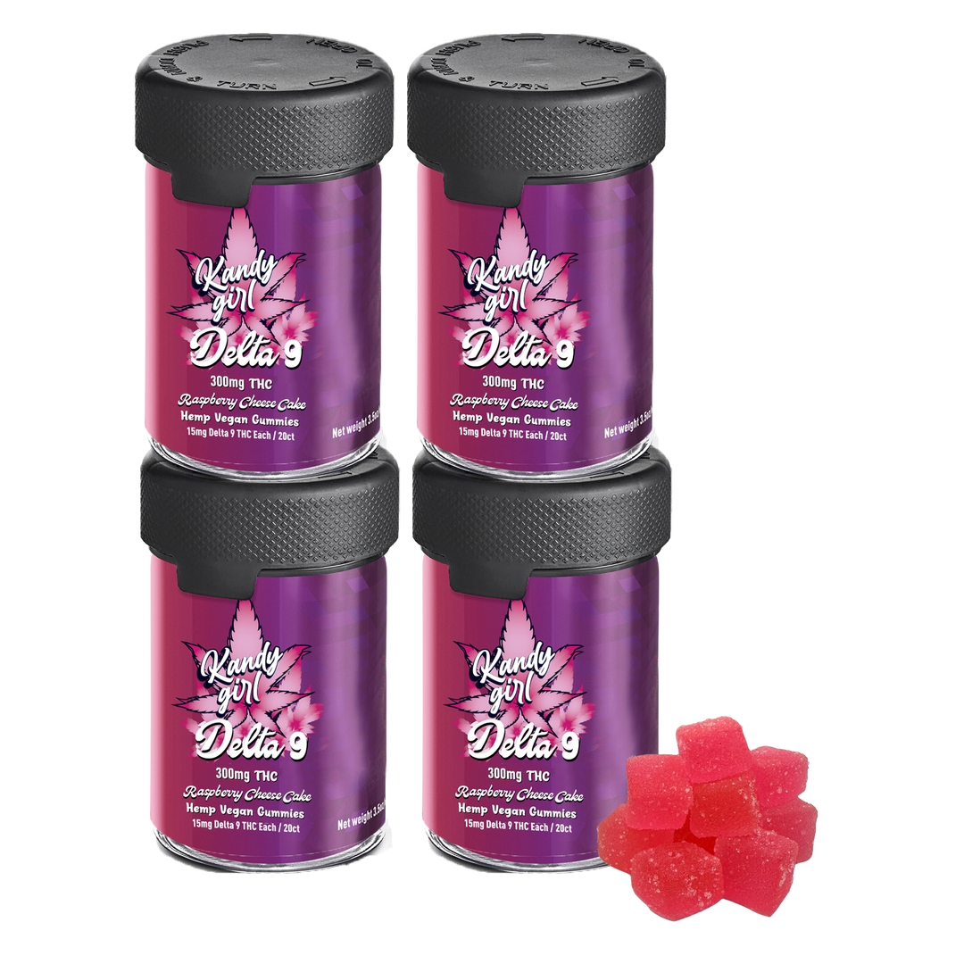 Delta 9 THC Gummies Raspberry Cheesecakee - Four Bottle Bundle
