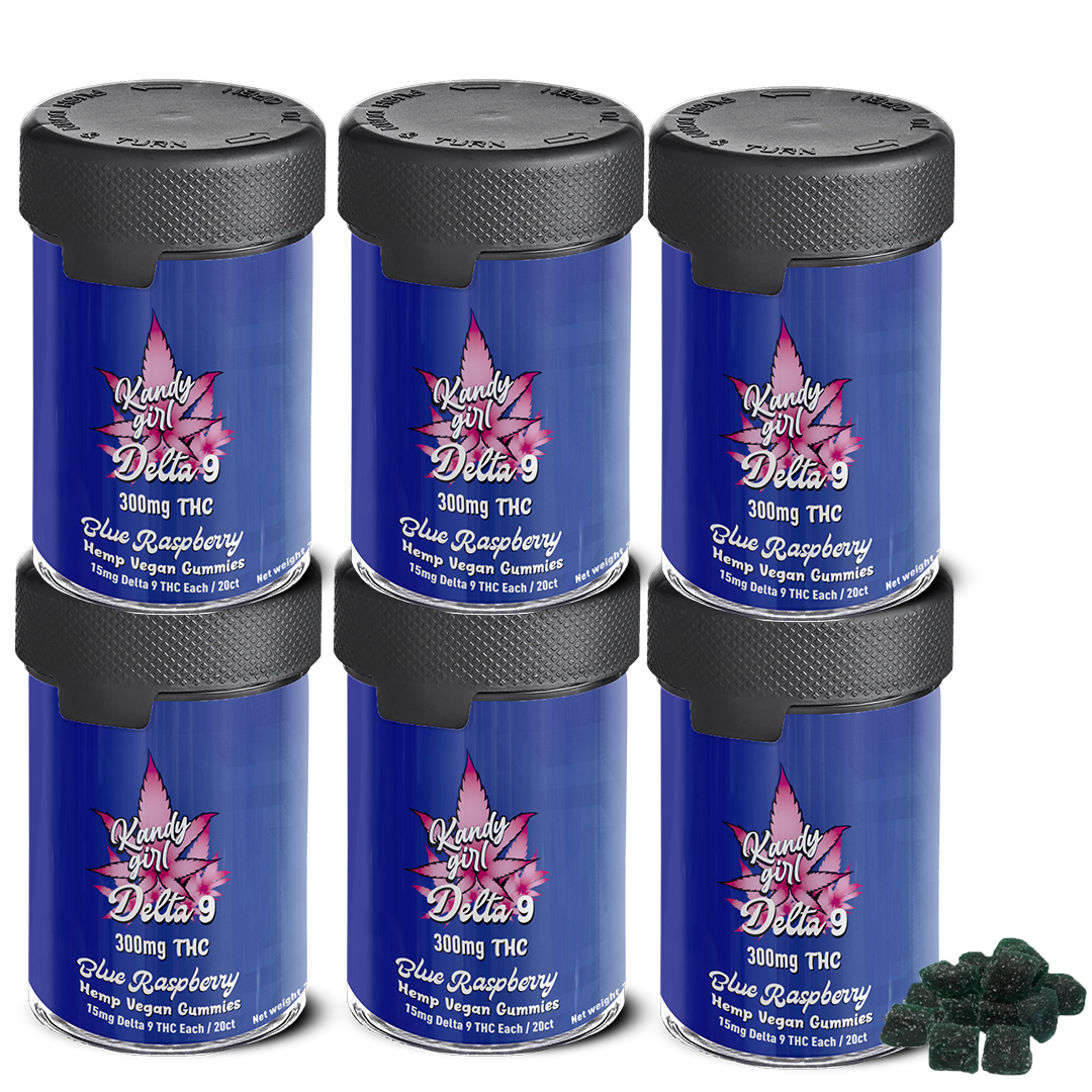 Delta 9 THC Gummies Blue Raspberry - Six Bottle Bundle