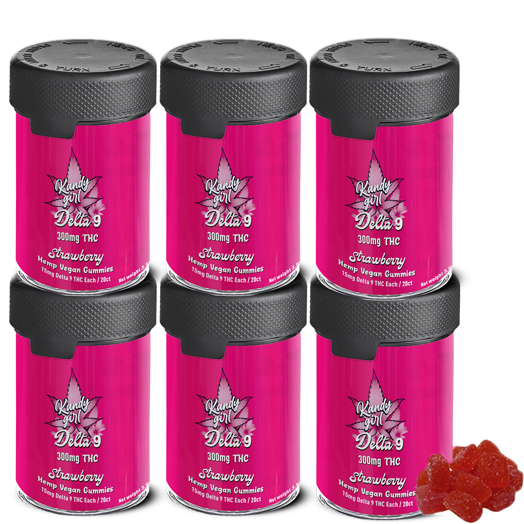 Delta 9 THC Gummies Strawberry Vegan Six Bottle Bundle