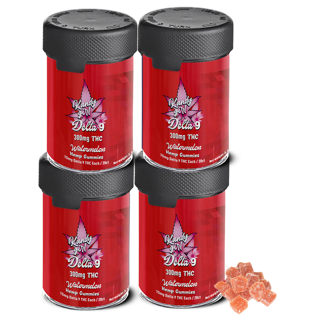 Delta 9 THC Gummies Watermelon VEGAN - Four Bottle Bundle