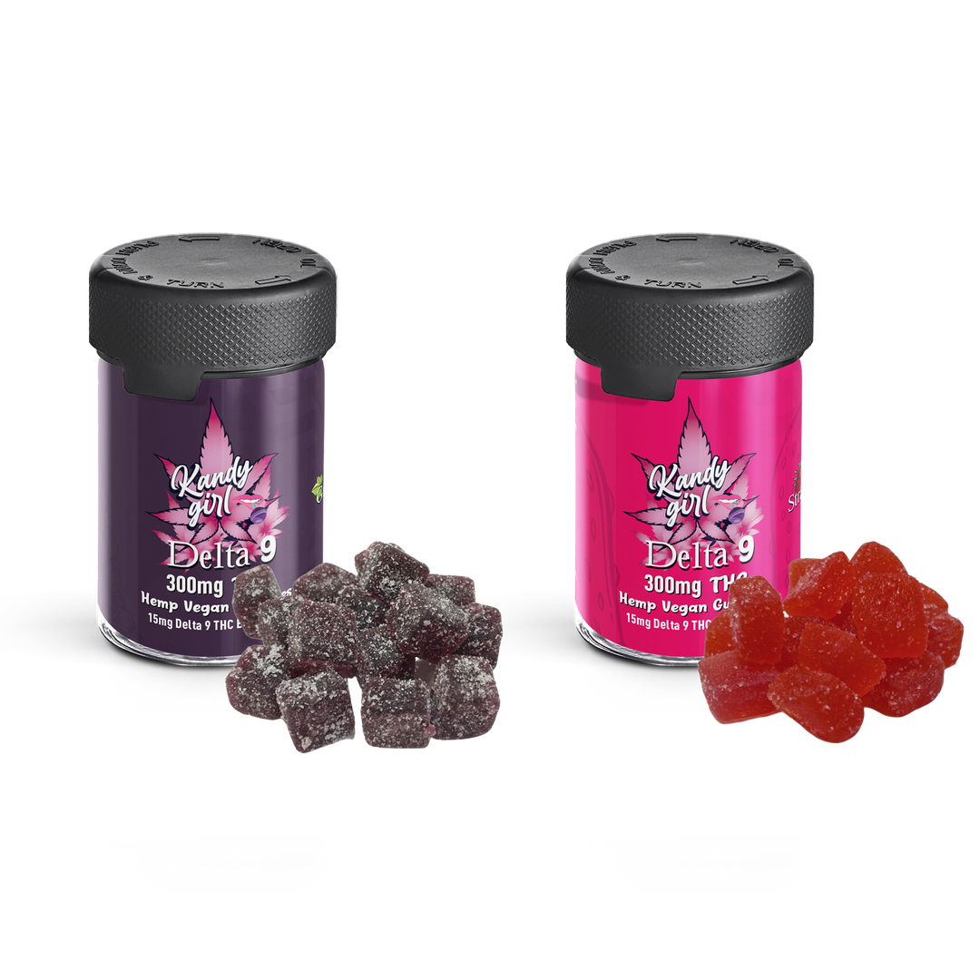 Delta 9 THC Gummy Grape & Strawberry 2 Bottle Vegan Bundle