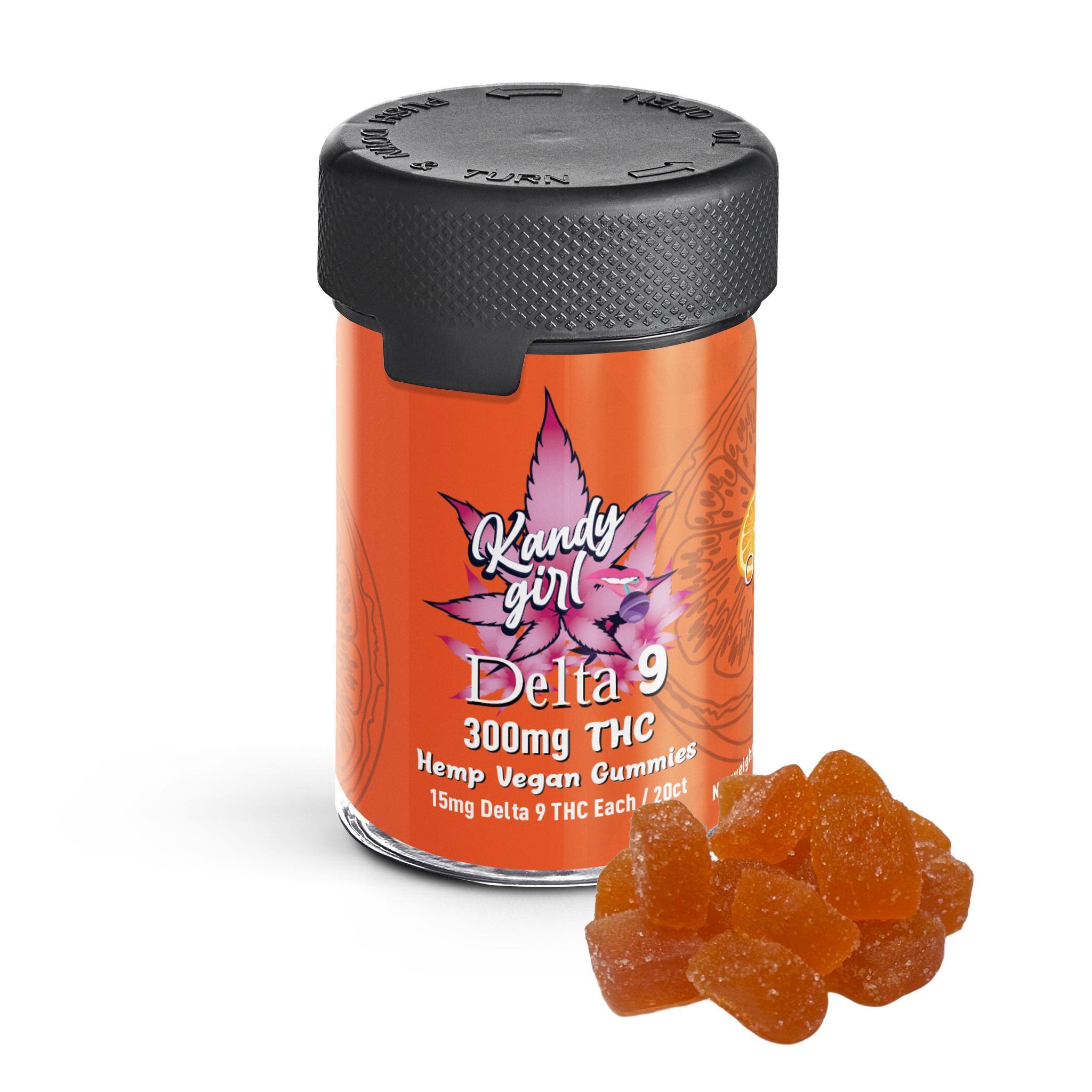 Delta 9 THC Gummies Vegan Orange 300mg