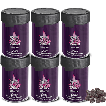 Delta 9 THC Gummies Grape Vegan - Six Bottle Bundle