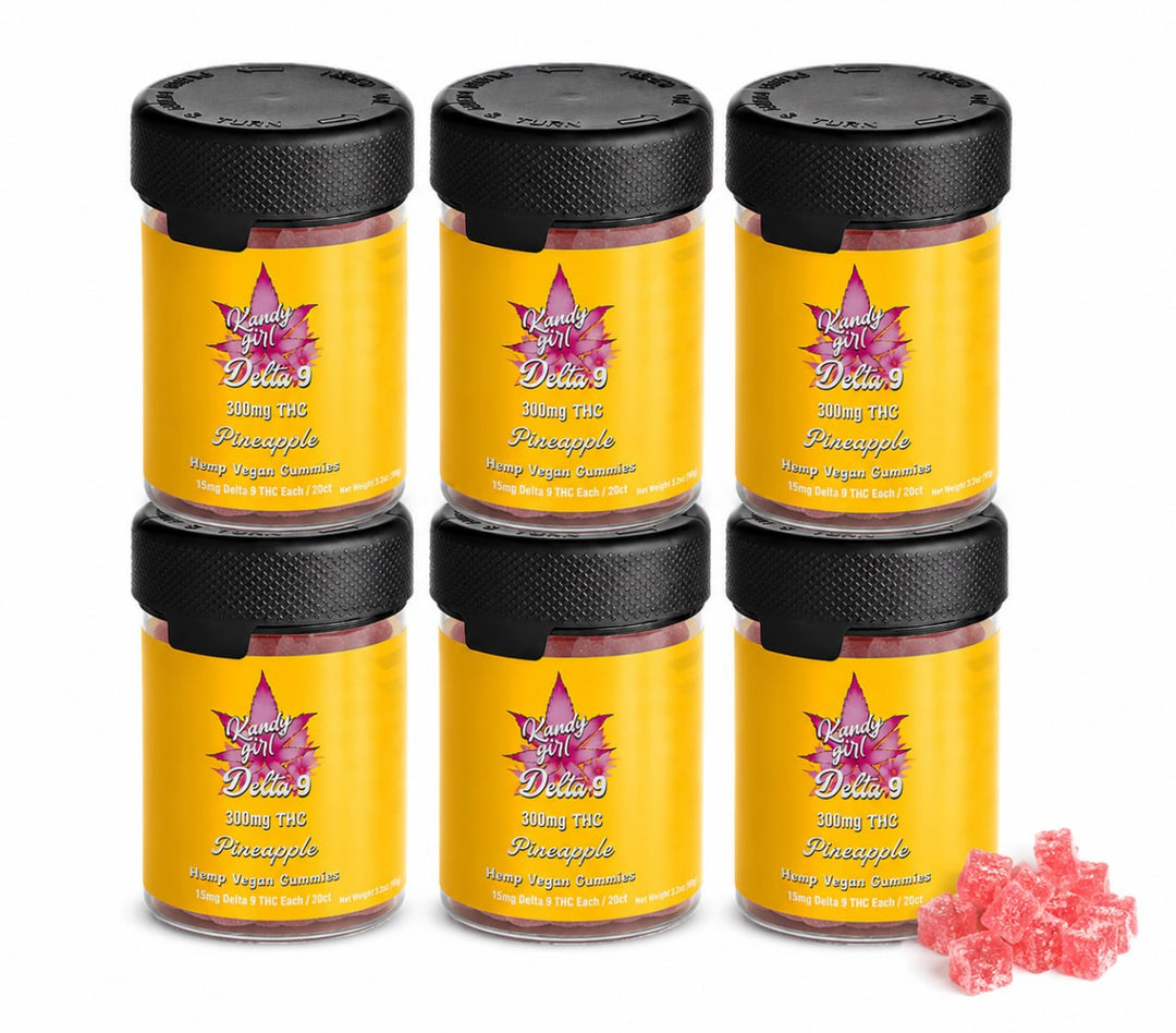 Delta 9 THC Gummies PINEAPPLE  Vegan Six Bottle Bundle (Copy)