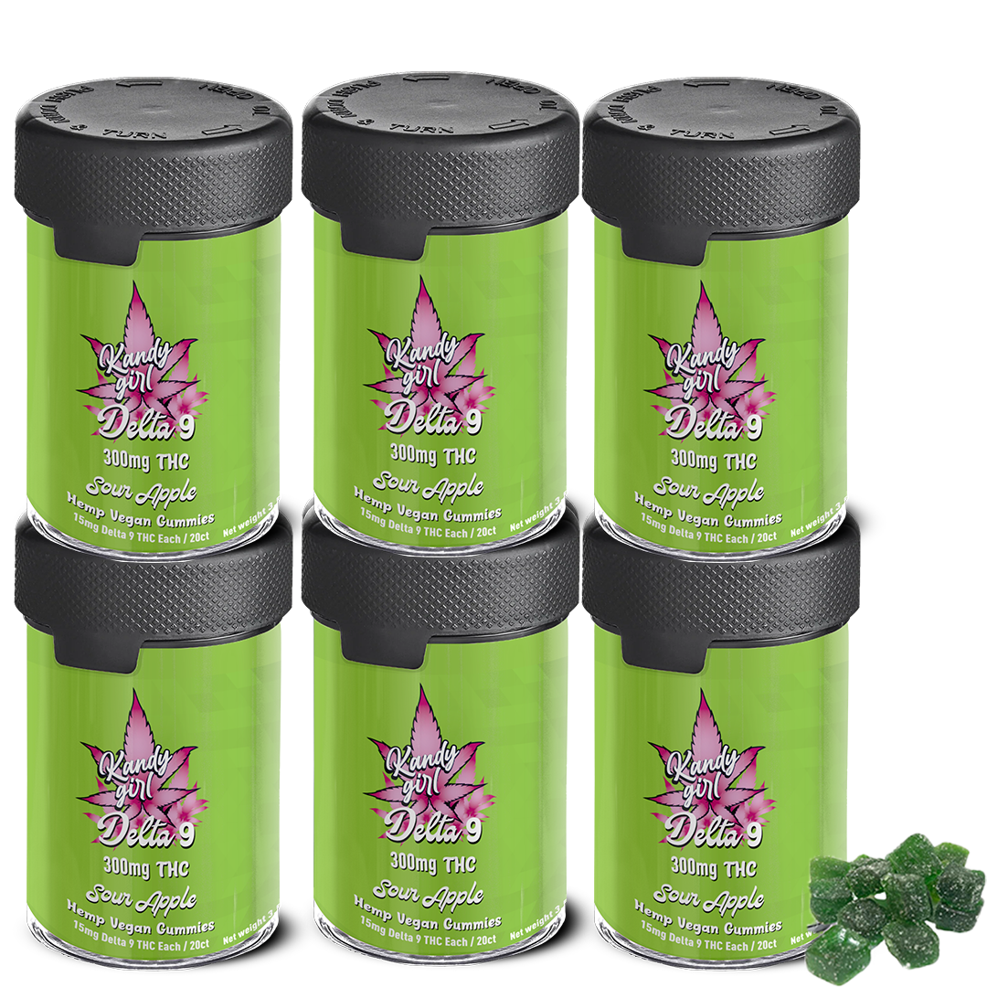 Delta 9 THC Gummies Sour Apple - Six Bottle Bundle