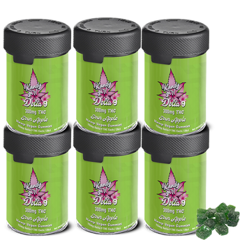 Delta 9 THC Gummies Sour Apple - Six Bottle Bundle