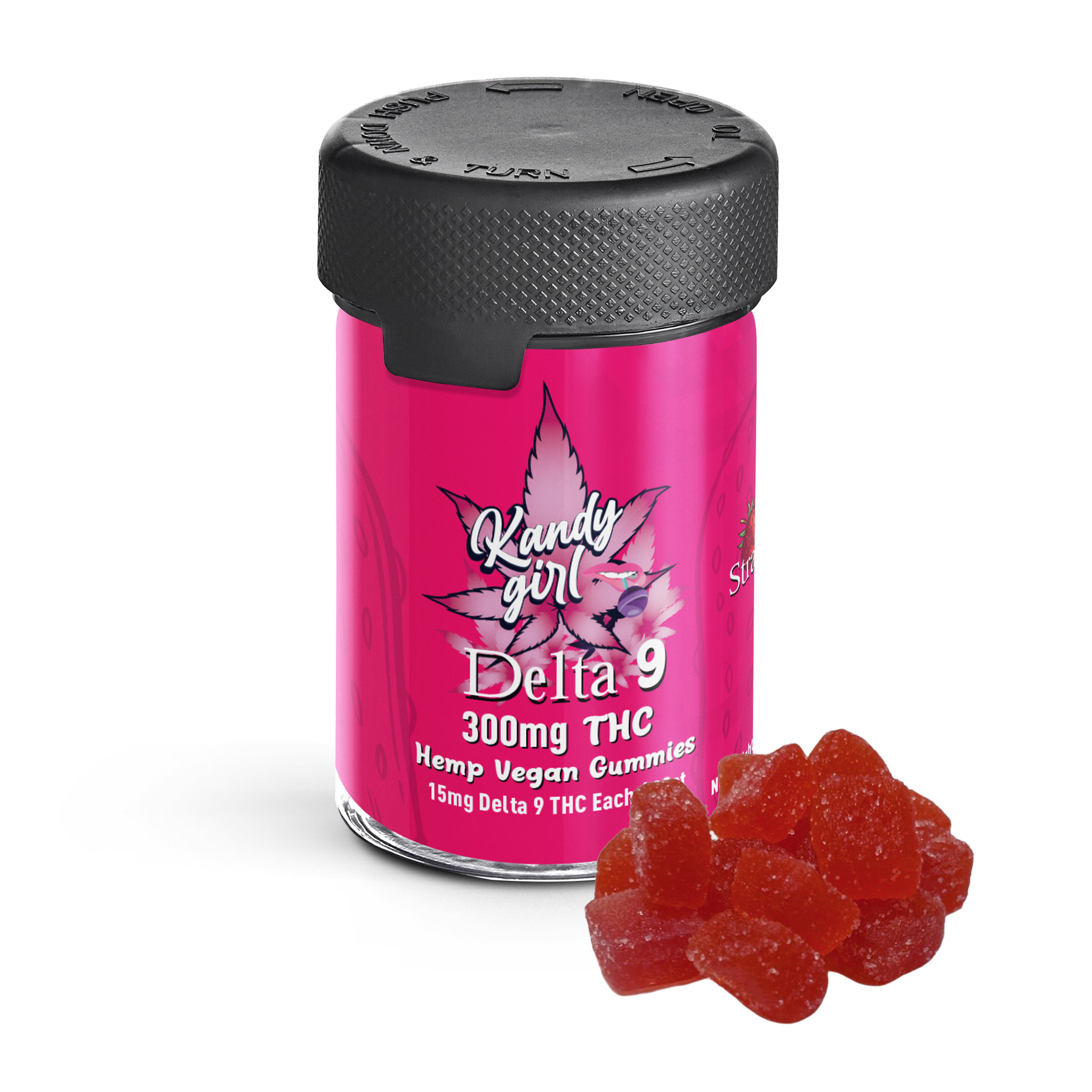Delta 9 THC Gummies Vegan Strawberry 300mg