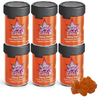 Delta 9 THC Gummies 6 Bottle Bundle Orange (Vegan)