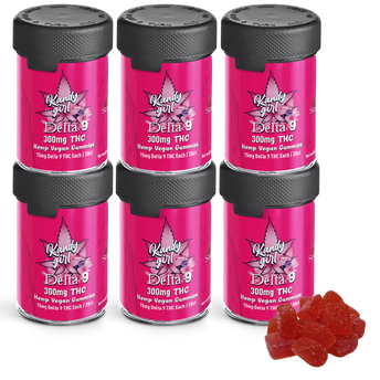 Delta 9 THC Gummies Strawberry Vegan | Six Bottle Bundle (1800mg THC Total)